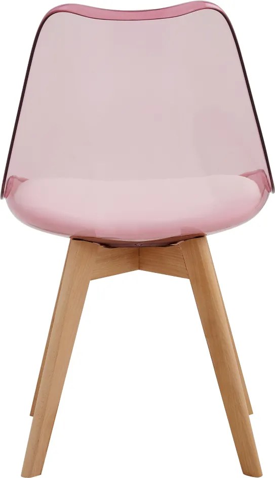 Scaun, roz transparent, acrilic/piele ecologică/fag, BALI 2 NEW