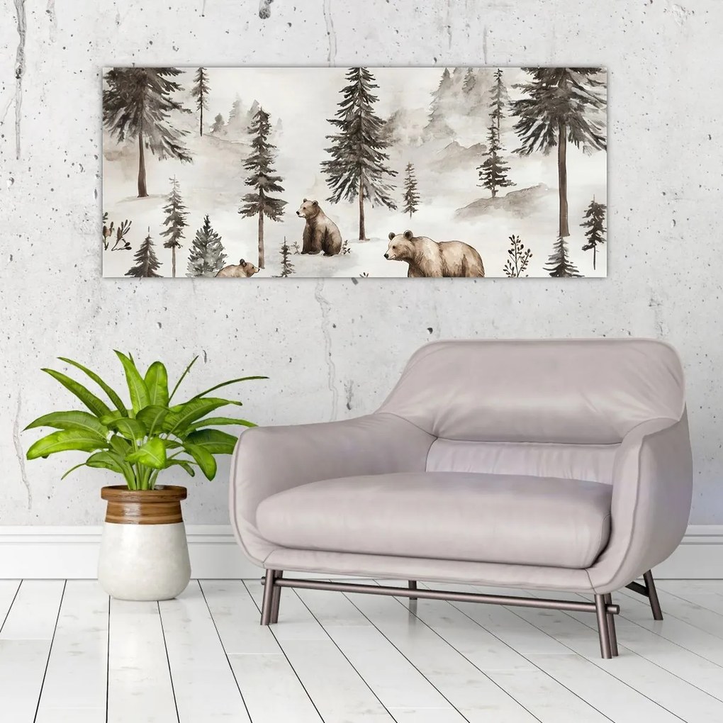 Tablou - Pădure cu Urși (120x50 cm)