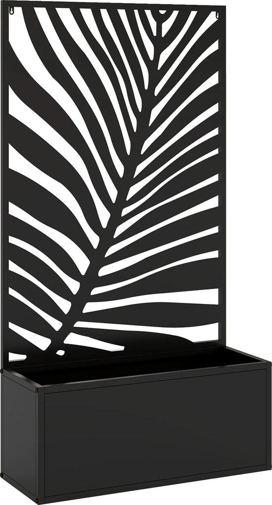 Outsunny pat înălțat jardiniere cu paravan ghiveci metalic, spalier de grădină 61 x 23 x 113 cm | Aosom Romania