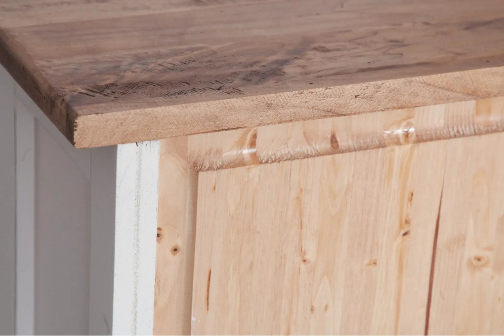 Dulap mic, L68 25 H98 cm, alb antic natur, lemn masiv