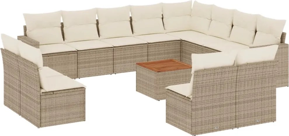 vidaXL Set canapele de grădină, 13 piese, cu perne, bej, poliratan