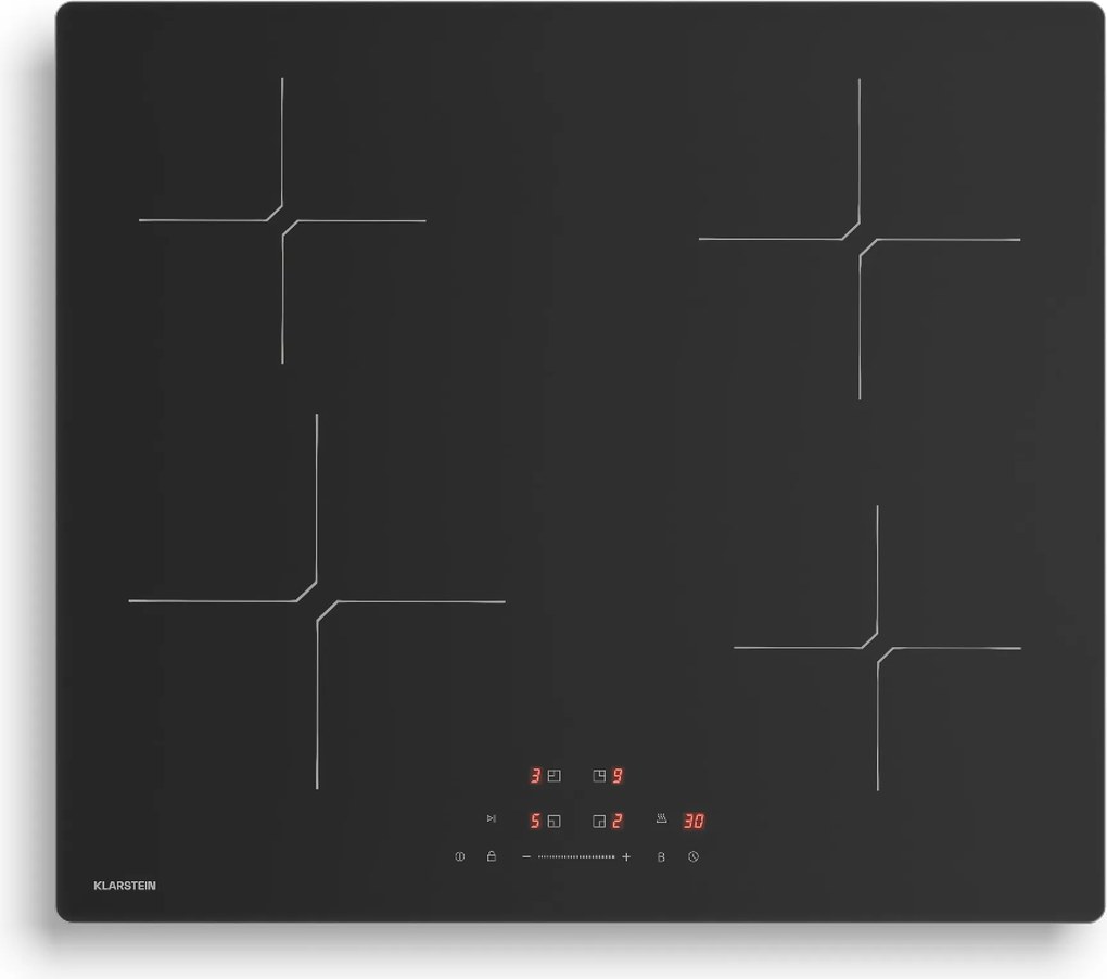 Klarstein Plită cu inducție PowerGlide | suprafață rezistentă la zgârieturi | 4 zone de gătit | 7400 W | 60 cm