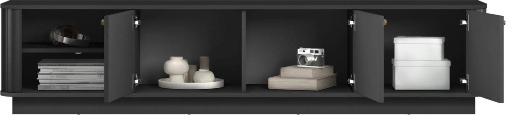 Comodă TV pe soclu Vesper 3D 187 cm - negru / mânere aurii