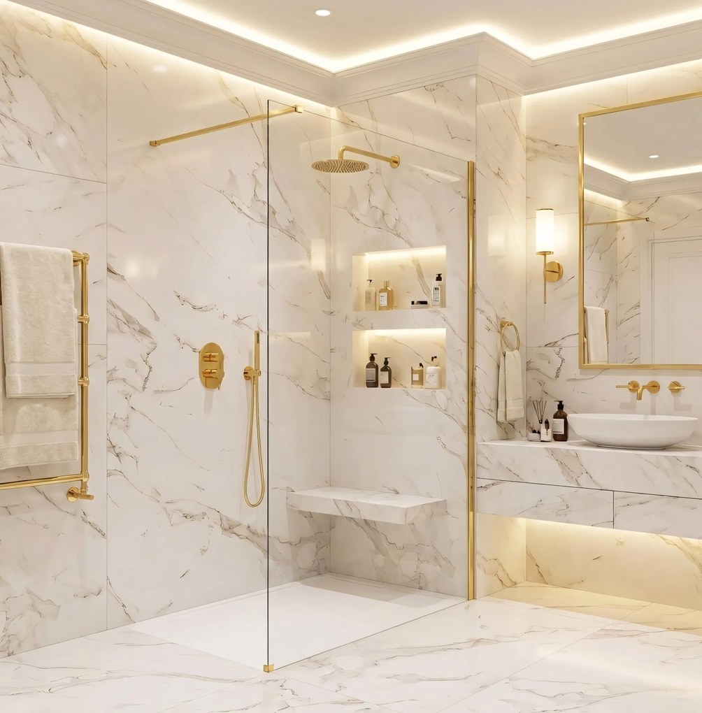 Paravan de dus Rea Flexi Transparent / Gold 140