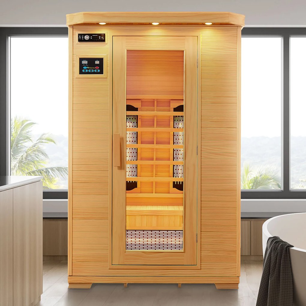 Infračervená sauna/ tepelná kabína Oslo s plnospektrálnymi žiaričmi a drevom Hemlock