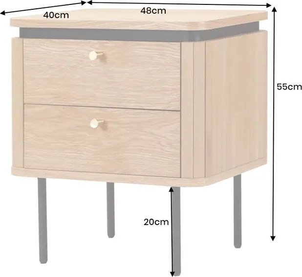 Noptiera cu furnir de stejar ATELIER 55cm