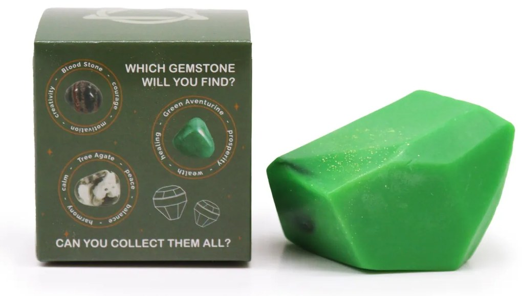 Sapun artizanal cu cristal in interior Elemental - Pamant (heliotrop, aventurin verde, agata)