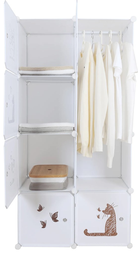 Dulap modular pentru copii, model alb / maro, KIRBY