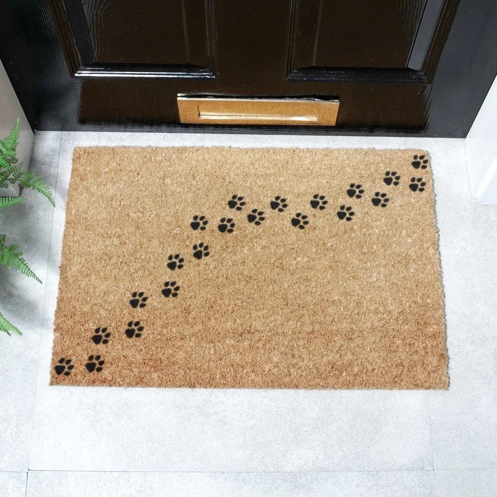 Covoraș de intrare din fibre de nucă de cocos 40x60 cm Paw Prints – Artsy Doormats