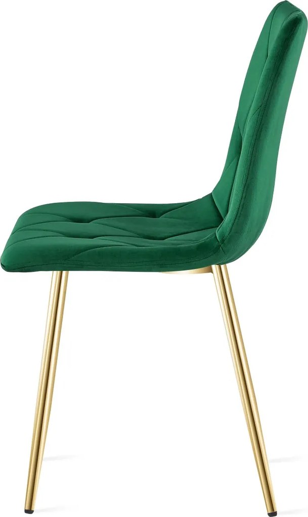 Verde scaun bucatarie LIBRA din catifea cu picioare aurii