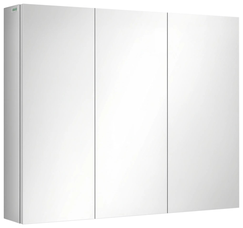 kleankin Spiegelschrank, dulap de baie, 3 uși cu oglindă, 5 rafturi interioare, oțel inoxidabil, Culoare: Argintiu, 70 x 12 x 55 cm | Aosom Romania