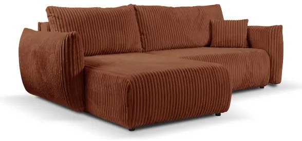 Colțar extensibil universal FRIDA, tip L, cu spațiu de depozitare, maro