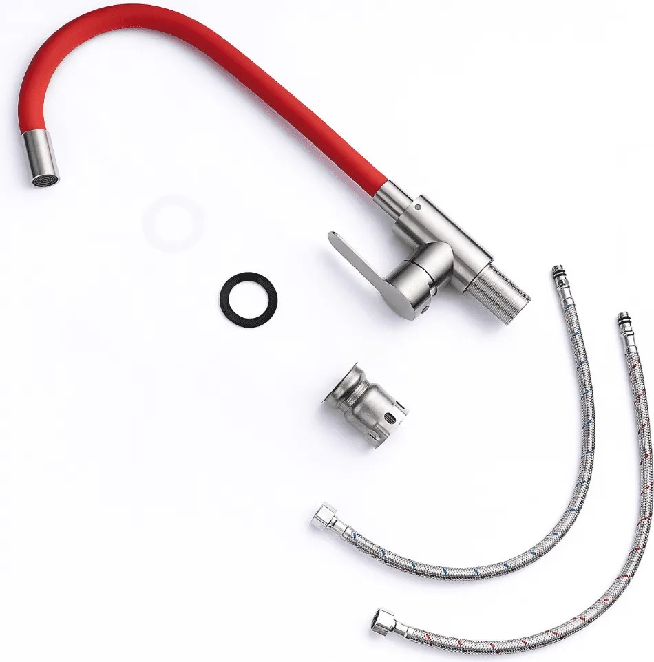 Baterie bucătărie cu pipă flexibilă - 264 oțel inoxidabil P14A