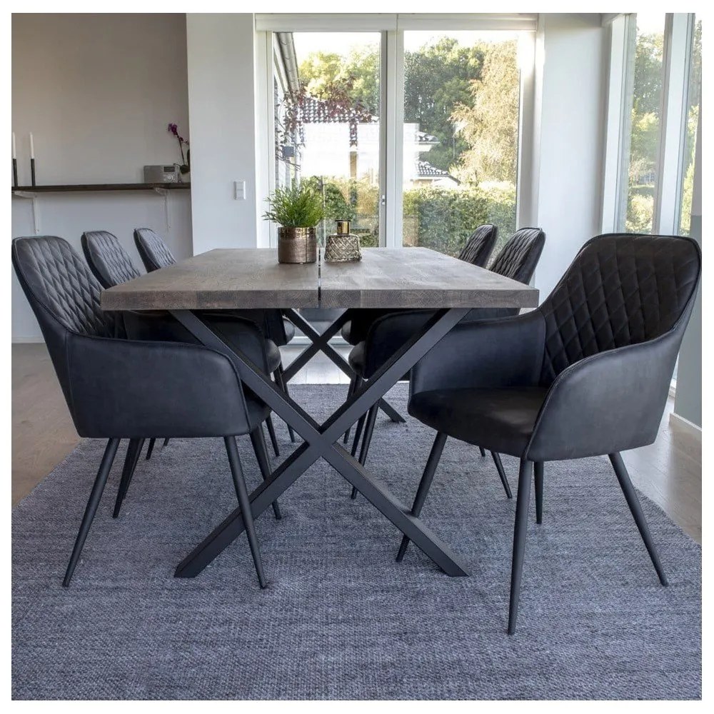 Set de scaune de sufragerie gri închis cu cotiere 2 buc. tapițat Harbo – House Nordic