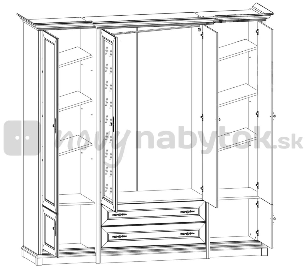 Dulap de haine KENT ESZF 4D2S (Castan). Promo -35%. 880808