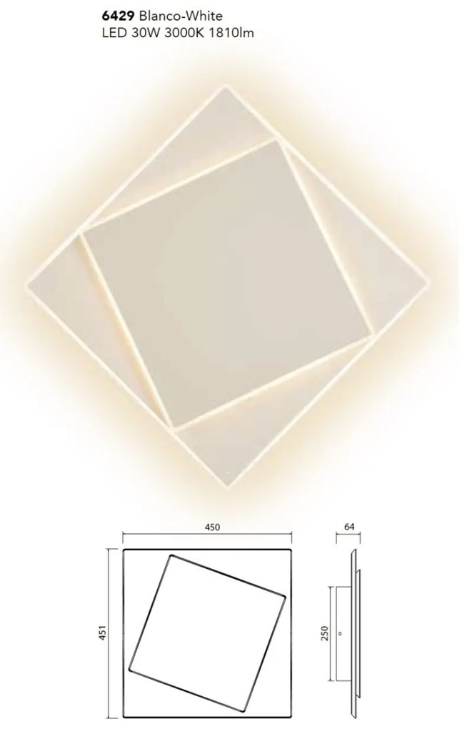 Aplica LED de perete/tavan DAKLA 30W alba