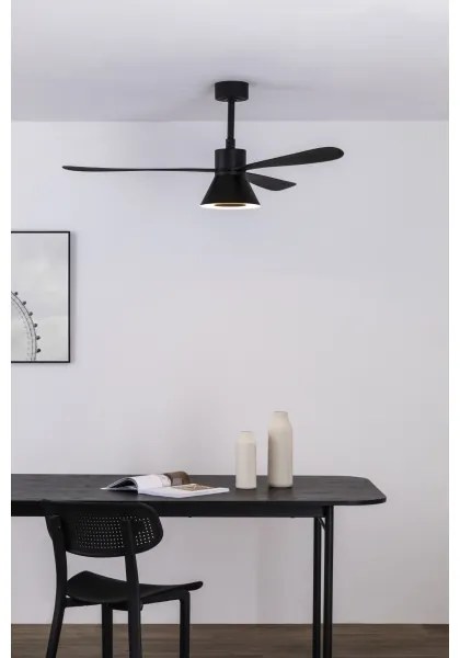 FARO 33761WT-23-LED Ventilator cu dimmer AMELIA L CONE LED/20W/230V negru Ø132 cm WT +DO