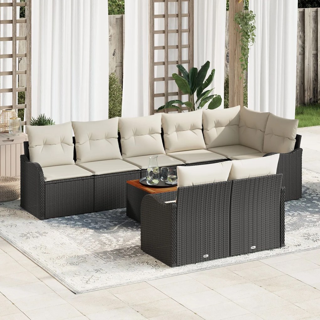 vidaXL Set de canapele pentru grădină 9 pcs Negru și alb