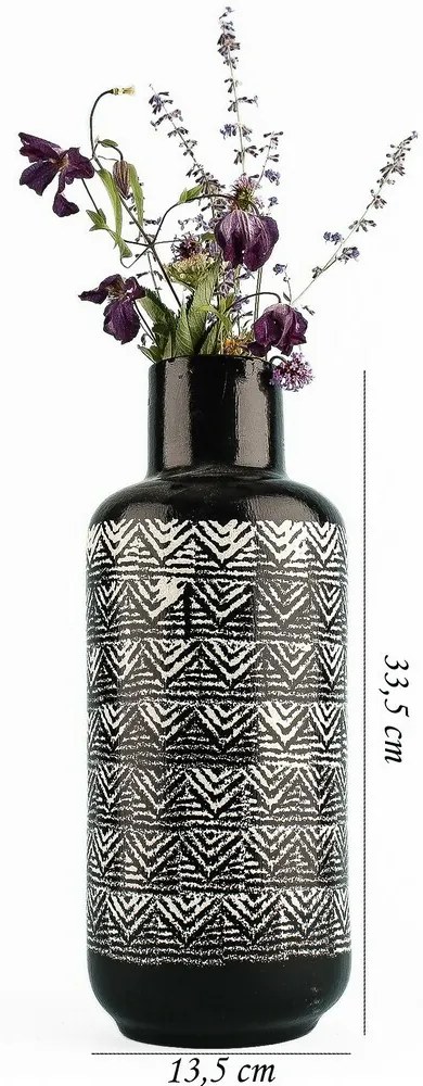 Vaza din ceramica YL711 Zuba , alb-negru
