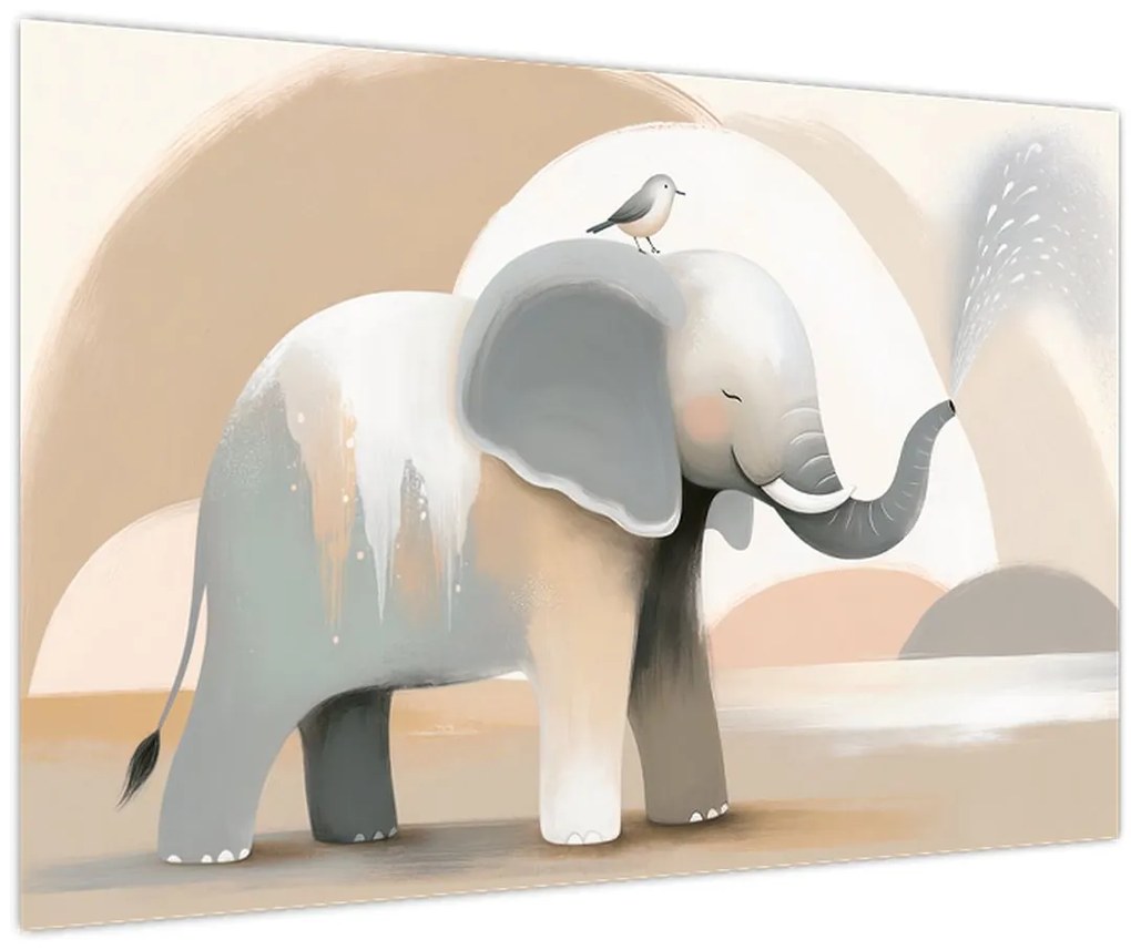 Tablou - Elefant în culori pastel (90x60 cm)
