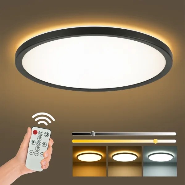 Brilagi - Lampă LED reglabilă Ultra Slim, 24W/230V, Ø 42 cm, negru + telecomandă