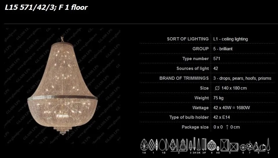 Lustra imperial cristal Bohemia L15 571/42/3; F 1 floor