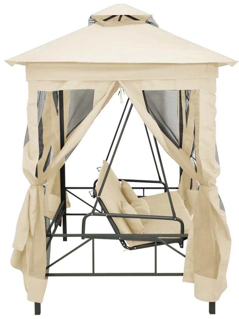 Balansoar extensibil cu pavilion, alb crem