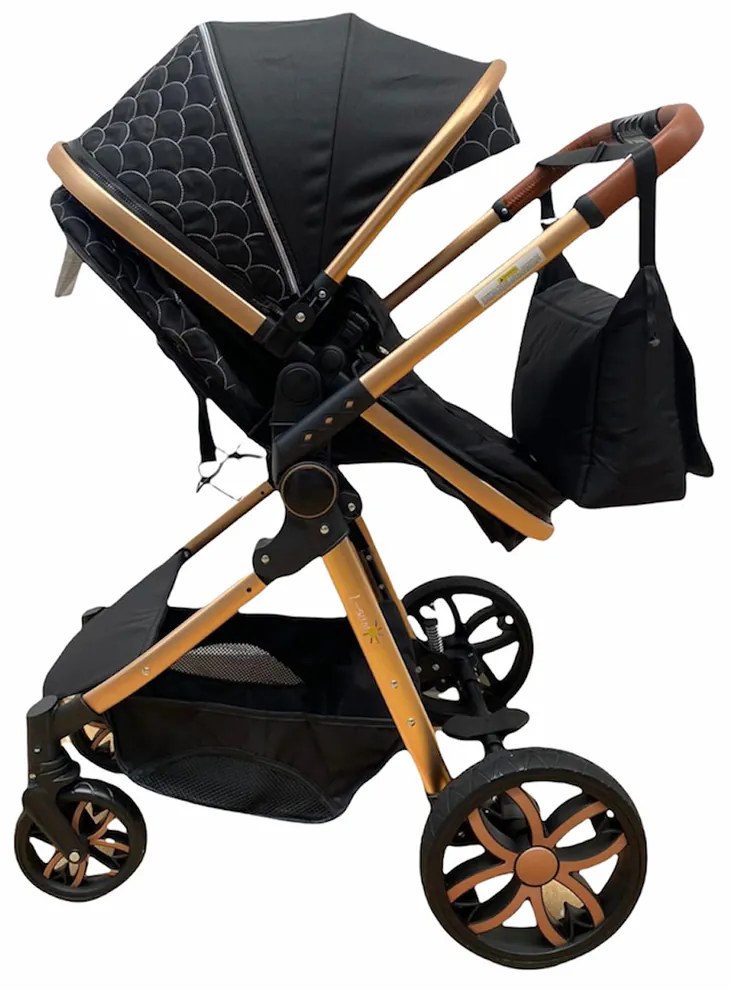 Carucior 3 in 1 transformabil in mod sport cu landou si geanta, 0-36 luni, Negru - CPC-12-negru