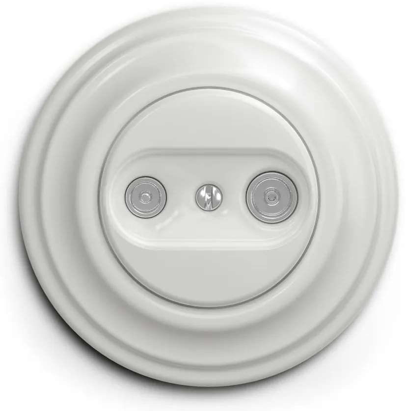 Kliklap - Retro priză de abonat TV+R (terminală) cu ramă, albă