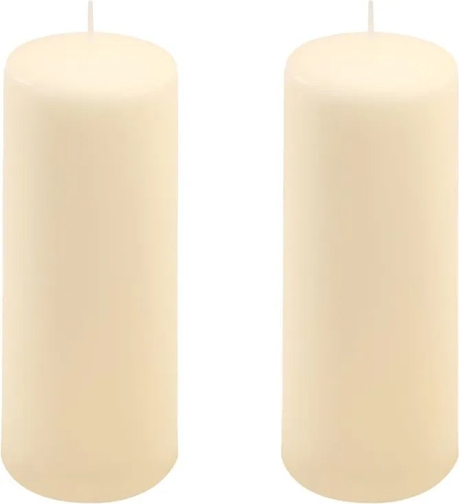 Set de lumânări tip stâlp, 20 cm, Ø 7,5 cm, crem, 2 buc