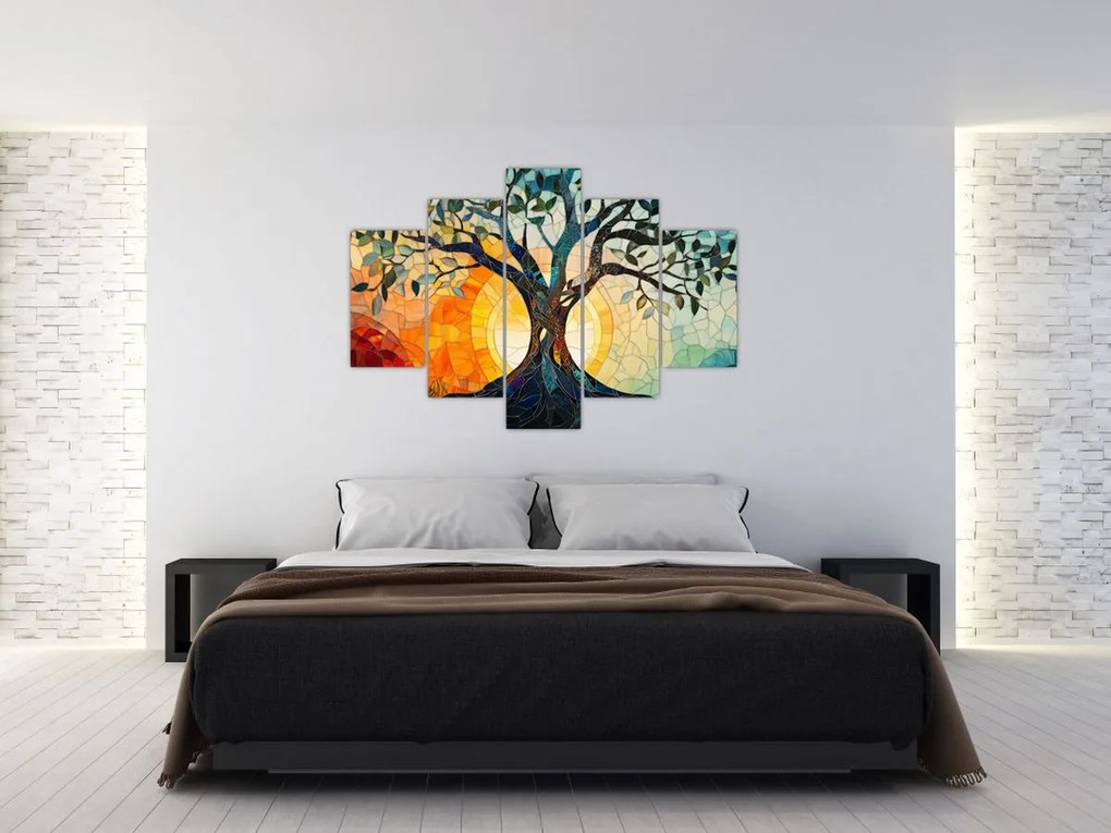 Tablou – Mozaic – soare și arbore I. (150x105 cm)