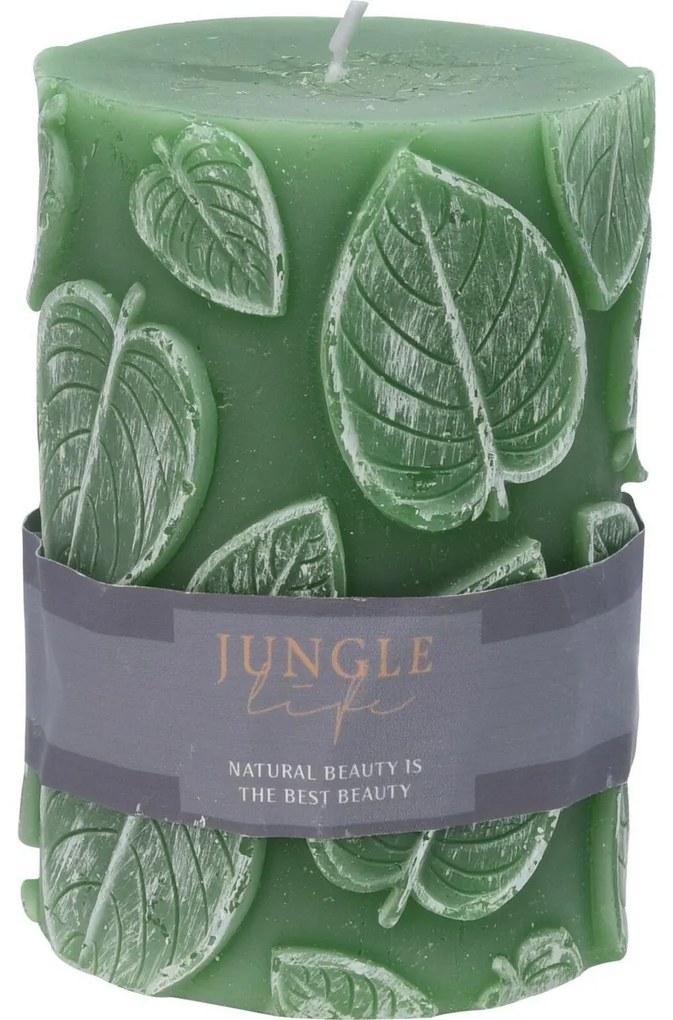 Lumânare decorativă Jungle life, verde închis, 7 x 10 cm