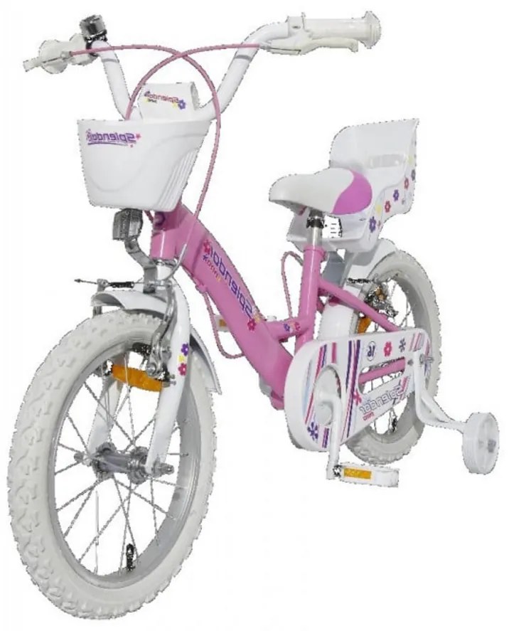 Bicicleta pentru copii NOVOKIDS™ Splend'Or PRO Line Edition, Cu cosulet, Roti 16" inch, Maxim 35 kg, Cadru din otel, Roti ajutatoare detasabile,