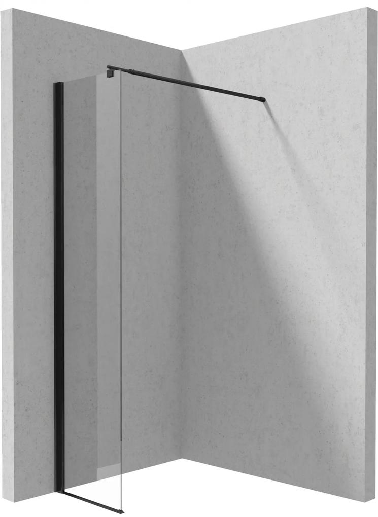 Paravan dus profil negru walk-in sticla securizata 40x200 cm, Deante Kerria Plus Negru mat, 400x2000 mm