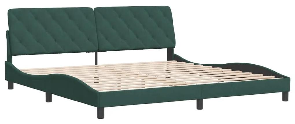 3207944 vidaXL Cadru de pat cu tăblie, verde închis, 200x200 cm, catifea