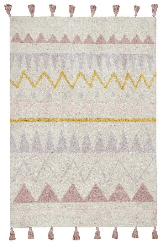 Covor pentru copii roz/crem lavabil/țesut manual din bumbac 120x160 cm Azteca Vintage Nude – Lorena Canals