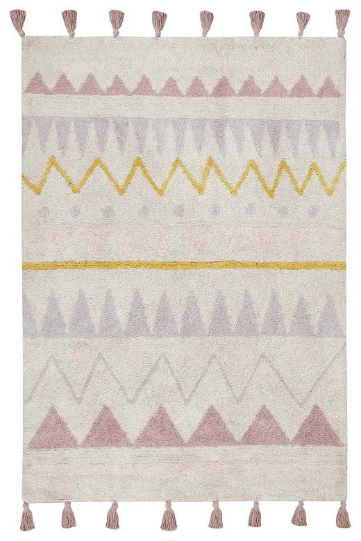Covor pentru copii roz/crem lavabil/țesut manual din bumbac 140x200 cm Azteca Vintage Nude – Lorena Canals