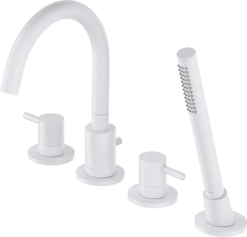 Baterie cada-dus 4 elemente Omnires Y monocomanda finisaj alb mat cu set de dus