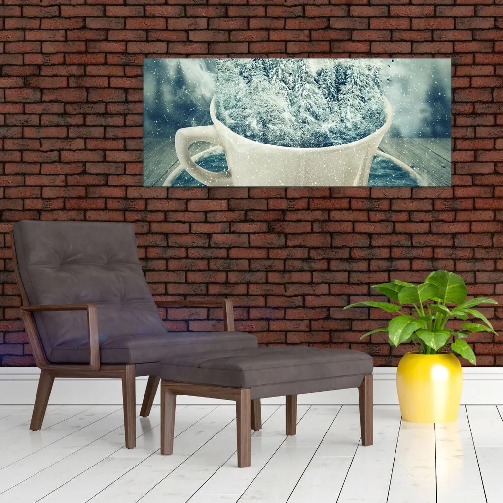 Tablou - Lumea de iarnă într-o căniță (120x50 cm)