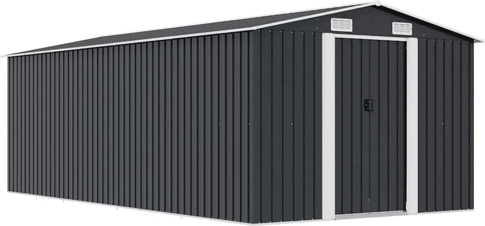 vidaXL Șopron de grădină, 257x489x181 cm, antracit, metal