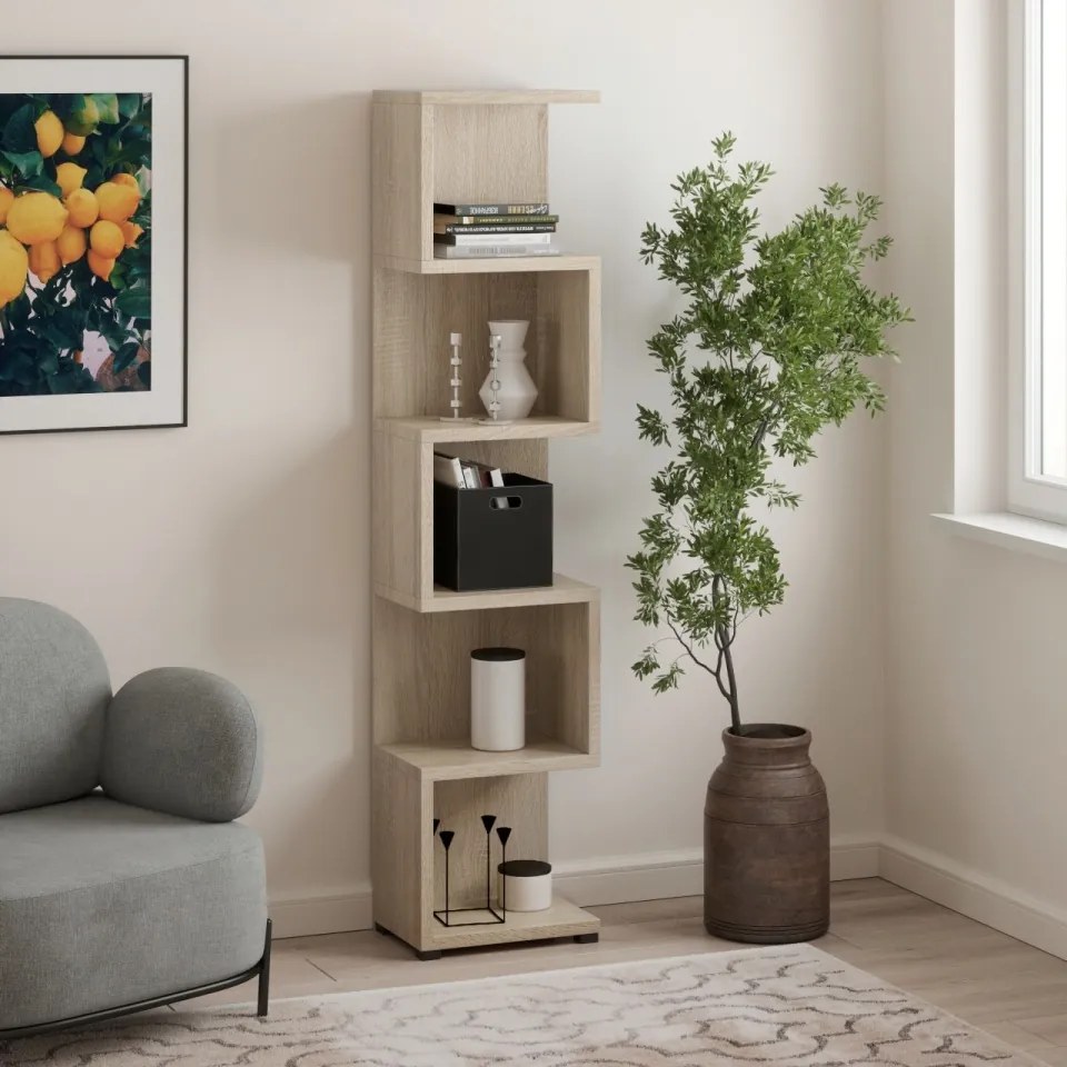 Biblioteca 41.6x184x29.7 cm, Morten, ADRK Furniture (Culoare: Sonoma / Sonoma)