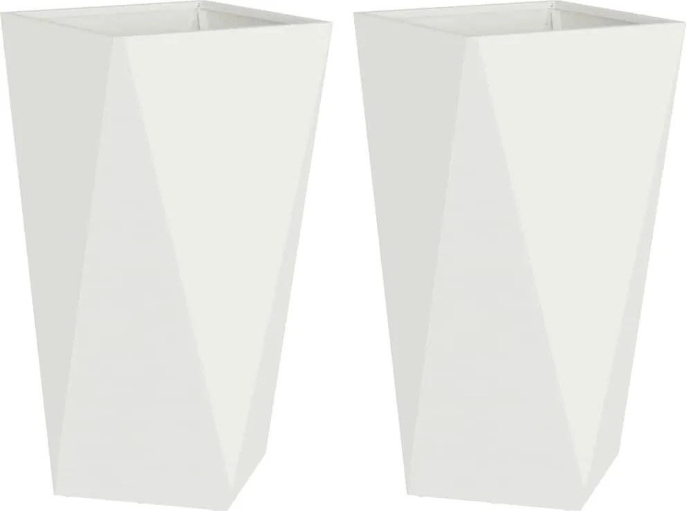 vidaXL Jardinieră 2 pcs Alb 40 x 40 x 75 cm Oțel