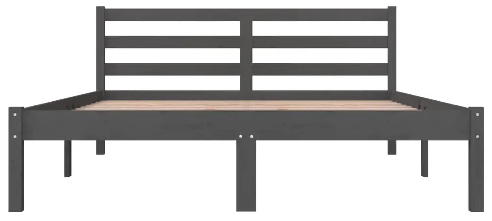 Cadru de pat dublu 4FT6, gri, 135x190 cm, lemn masiv de pin Gri, 135 x 190 cm