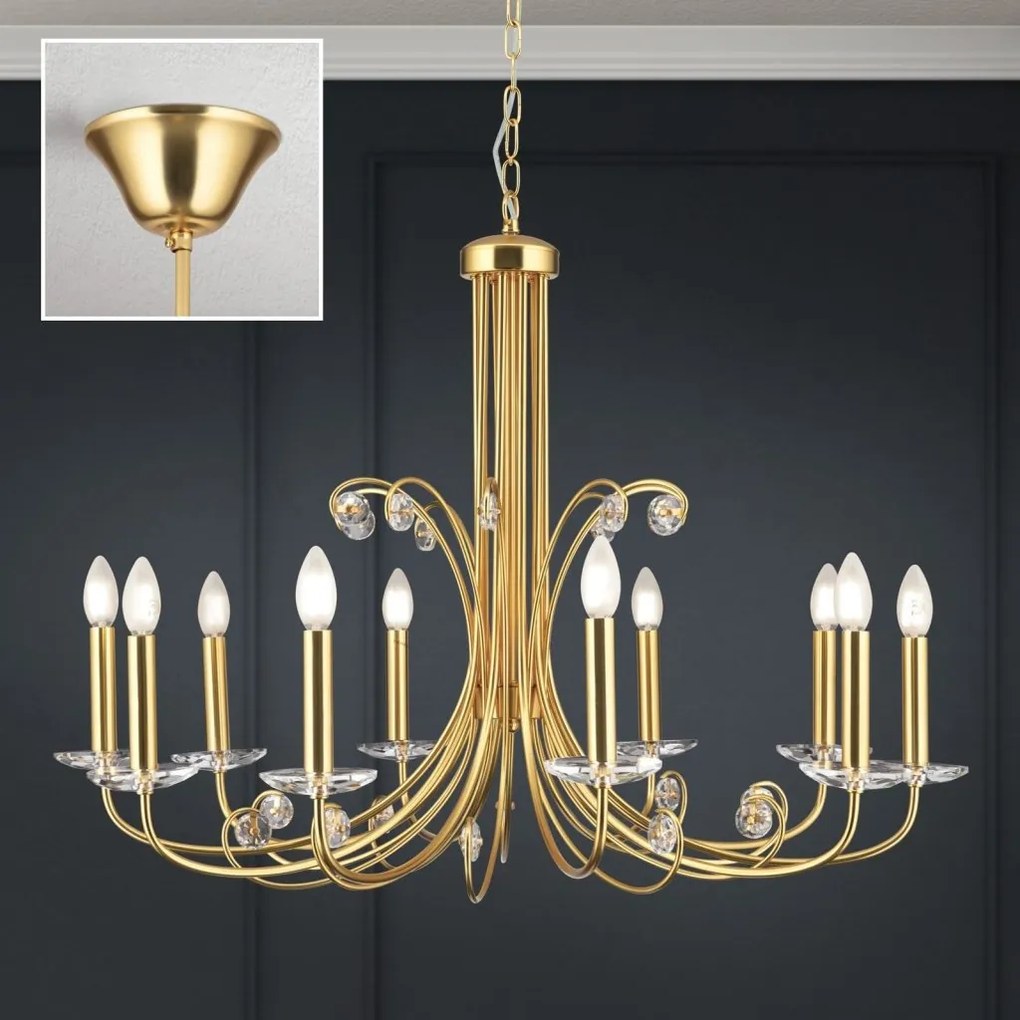 Candelabru stil clasic cu cristal K9 ARIANE 10L auriu