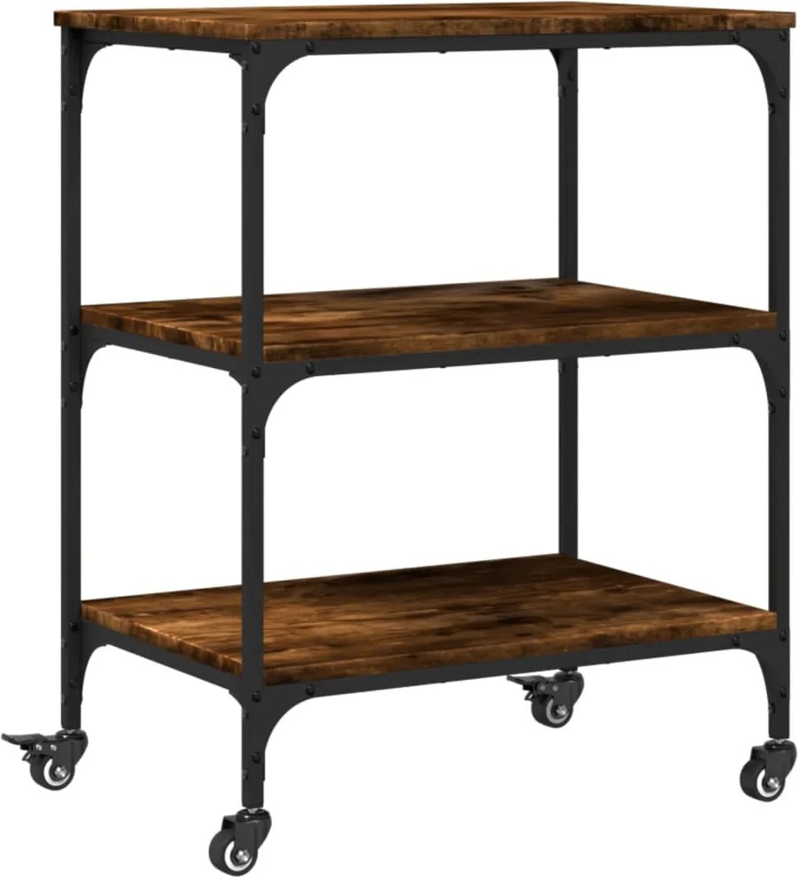 vidaXL Cărucior de bucătărie stejar fumuriu 60x41x76 cm lemn prelucrat