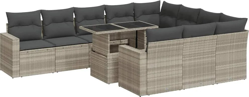 vidaXL Set canapele de grădină cu perne, 11 piese, gri, poliratan
