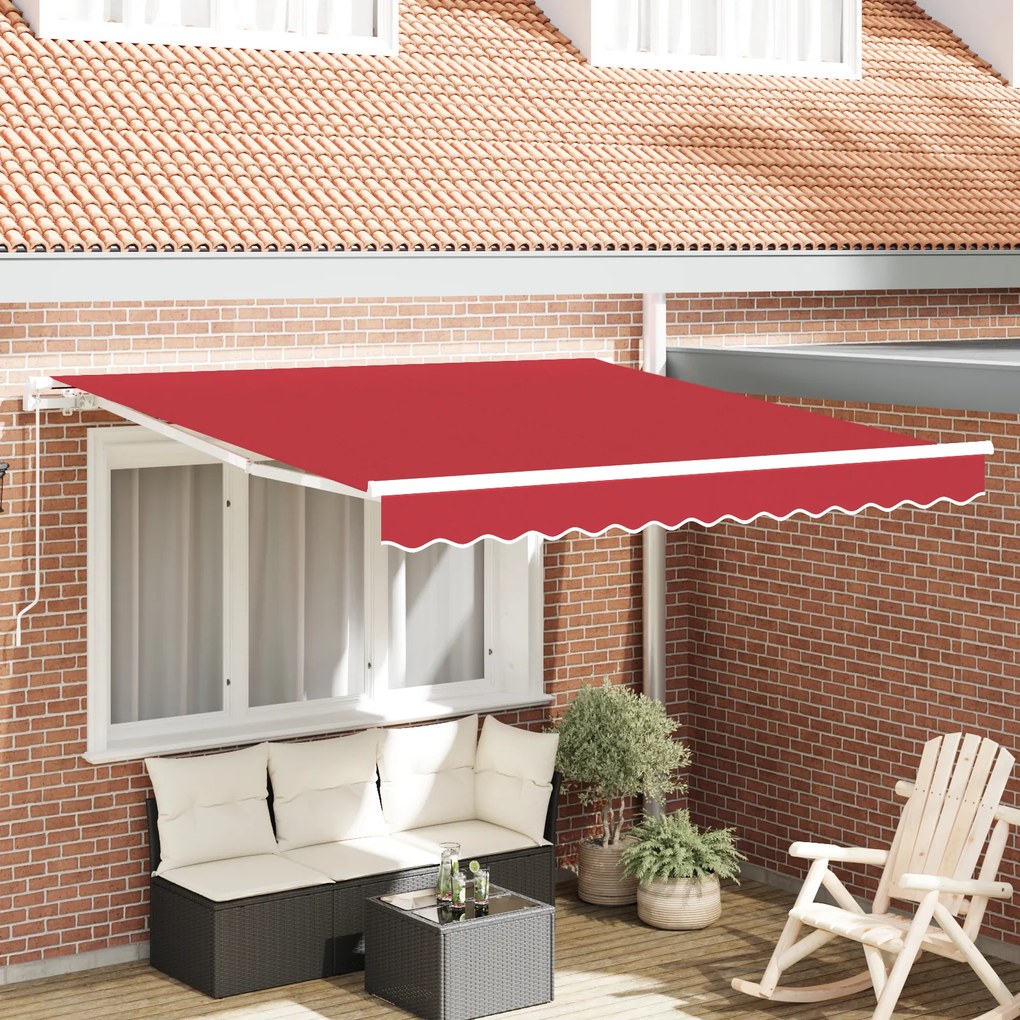 Marchiză manuală retractabilă roșie 300x250 cm