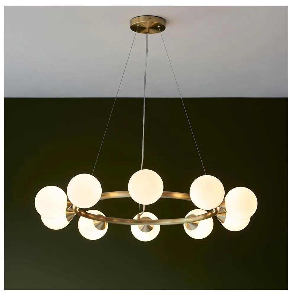 Endon 106008 - Lustră suspendată pe cablu OTIS, 10x G9/3W/230V, auriu/alb