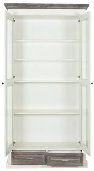 Vitrina Cu 2 Usi Si 2 Sertare Cabana Alb Si Antracite, 100 Cm