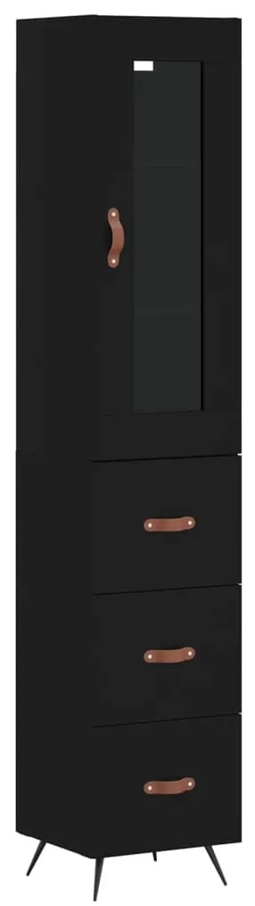 3199210 vidaXL Dulap înalt, negru, 34,5x34x180 cm, lemn prelucrat